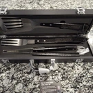 New Harley Davidson Shield Eagle Barbeque Grill Tools Set In Wood Case. Fixed Price $69.95.
