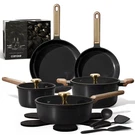 Carote Ceramic Cookware Set Nonstick, 16PCS Pots And Piece, Charcoal Black. Fixed Price $118.99.