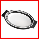 Oval Stainless Steel Sizzling Platter With Insulated Holder. Fixed Price $28.98.