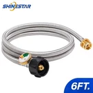 Shinestar 6FT Braided Propane Hose With Gauge, QCC1 Adapter For Grill & Stove. Fixed Price $22.99.