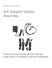 Bradley A14-031 Ac Adapter Splitter Assembly- Powers Up To Devices. Fixed Price $129.00.