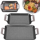 Camerons Bbq Topper Grilling Pans (set Of 2) Non Stick Barbecue Trays W. Fixed Price $44.99.