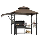Grill Gazebo 8X5 Ft Double Tier Bbq Canopy One Side Awning Brown Led. Fixed Price $179.99.