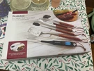 Brookstone Deluxe 5 Piece Bbq Tool Set With Rosewood Handles New In Box Dad Gift. Fixed Price $25.99.