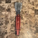 Three-piece Bbq Tool Set Stainless Steel Heads Wood Handles Fork Spatula Tongs. Fixed Price $25.00.