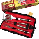Chefmaster 4 Piece Stainless Steel Bbq Tool Set With Zippered Storage Bag. Fixed Price $21.85.