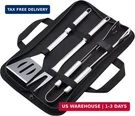 Amazon Basics 4-PIECE Stainless Steel Bbq Grilling Tool Set With Carry Bag, Rust. Fixed Price $25.74.