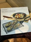 Brookstone Bbq Skillet & Basket Set Grill Vegetable Fish Nonstick. Fixed Price $21.99.