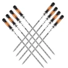 Set Of 8 Stainless Steel Skewers With Wooden Handle 630X12X3MM (two-color). Fixed Price $40.00.