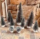 Set Of 9 Bottle Brush "forest Trees" Christmas Nantucket Distr. 8" 5" 4" 2". Fixed Price $15.00.