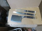 Cuisinart 3-PIECE Stainless Steel Bbq Grill Tool Set Spatula- Knife-fork. Fixed Price $12.00.