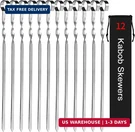 12PCS Flat Metal Bbq Skewers 14" Long Stainless Steel Shish Kebob Sticks. Fixed Price $9.99.