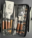 Poligo Bbq Grill Tool Set Stainless Steel Wood Handle Case. Fixed Price $19.99.