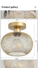 Vintage Modern Semi Flush Mount Ceiling Light - Brass & Floral Glass Shade. Fixed Price $24.99.