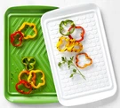 2 X Large Tray Tovolo Marinate Prep Grill Serve White + Green Melamine Set. Fixed Price $9.99.