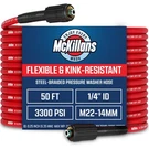 Mckillans 50FT Pressure Washer Hose Steelbraided High M22 1/4IN. Fixed Price $98.19.