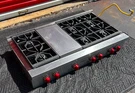 Wolf 48" Pro-style Gas Rangetop W/6 Dual-stacked Sealed Burners SRT486G-LP. Fixed Price $2500.00.