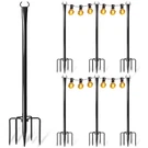 6 String Light Poles For Outside, Upgraded Heavy-duty Pack, Black. Fixed Price $45.35.