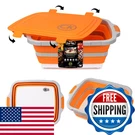 Gold Collapsible Bbq Prep Tub Xl With Locking Lid & Drain Meat Marinating. Fixed Price $83.32.