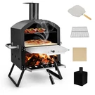 2-LAYER Pizza Oven Wood Fired Grill Outside Maker W/waterproof Cover. Fixed Price $109.99.