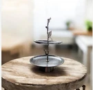 Serving 2-TIER Tower Tray Silver Leaves DETAILS..19 High... Fixed Price $59.00.