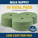 3M 13" Auto Scrubber Pads Green 15 Pack Floor Cleaning Commercial MCO18045. Fixed Price $109.99.