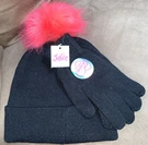 Live Justice Hat & Glove Set Black Pink Pom One Size Super Cute!!. Fixed Price $17.99.