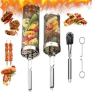 2PC Basket Bbq Rolling Grilling Mesh Stainless Steel Barbeque. Fixed Price $18.89.