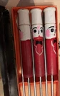 5 Vintage Wooden Hand Painted Face Sticks Skewers Shish Kabob Marshmallow. Fixed Price $9.99.