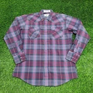 Vintage 80S Western Plaid Snap Shirt 16.5 22X31 Long-tails. Fixed Price $27.00.