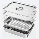 Stainless Steel Grill Prep & Serve Tray Set With Lids Carry System For. Fixed Price $44.15.