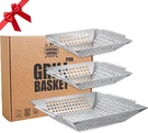 3 Pack Baskets For Outdoor Grill, Heavy Duty Stainless Steel Vegetable. Fixed Price $127.56.