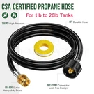 6FT Propane Adapter Hose Lp Tank 1LB To 20LB Converter For QCC1 TYPE1 Gas Grill. Fixed Price $13.89.