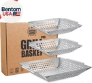 3 Pack Baskets For Outdoor Grill, Heavy Duty Stainless Steel Vegetable. Fixed Price $60.00.