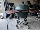 Big Green Egg Ceramic Kamado Charcoal Grill W/ Accessories & Side Shelves. Fixed Price $1500.00.