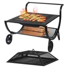 Outdoor Pit With Wheels And Log Rack, Portable Fireplace Wood Burning Fo.... Fixed Price $151.44.