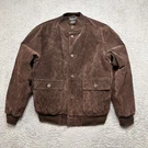 Vintage Bomber Jacket Mens Brown Button North Crest Insulated Quilted 90S. Fixed Price $47.88.