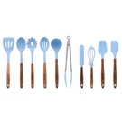 10-PIECE Silicone Acacia Wood Handle Cooking Utensils Set, Blue. Fixed Price $34.96.