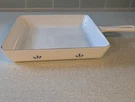 Vintage Dru Enamel Cast Iron 9IN Square Pan Blue White Made Holland. Fixed Price $45.00.