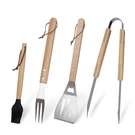 Barbecue Grilling Utensils Set Of 4 Stainless Steel Tools With Wood Handle Me. Fixed Price $15.45.