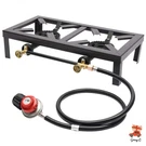 Double Propane Gas Burner Stove Camping Bbq Cooker Cooking With Regulator Hose. Fixed Price $51.48.