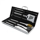 Bbq Grill Kit Case Spatula Tongs Wire Brush Fork Skewers Stainless Steel. Fixed Price $25.99.