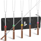 Marshmallow Roasting Sticks, 32 5 Pack, Dark Brown Wooden Handle, Extendable. Fixed Price $14.79.