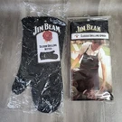Jim Beam Apron & Glove Grilling Black Deep Pockets Heavy Duty Red Trim Bbq. Fixed Price $15.96.