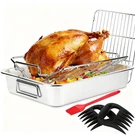 Dallden Roasting Pan Kit 15.5X11.5 Inch Stainless Steel Turkey Roaster Baking. Fixed Price $95.98.