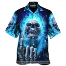 Cool Blue Fire Skull 3D Printed Unisex Hawaiian Shirt. Fixed Price $22.49.