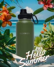 Nukwer Stainless Steel Water Bottle Olive Green 32 Oz. Fixed Price $20.00.