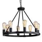 9MMML 23.6" 8 Lights Wagon Wheel Chandelier,black Metal Round Industrial Vint.... Fixed Price $156.58.