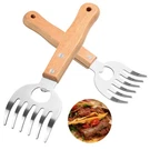 Stainless Steel Meat Shredder Claws With Long Wooden Handles For Pulled Pork,.... Fixed Price $14.27.