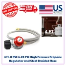 Gasone 4 Ft. Psi 20 High Pressure Propane Regulator And Steel Braided. Fixed Price $14.30.